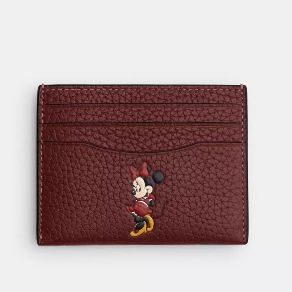 Coach X Disney Flat Card Case Leather Minnie Mouse CR375 NWT